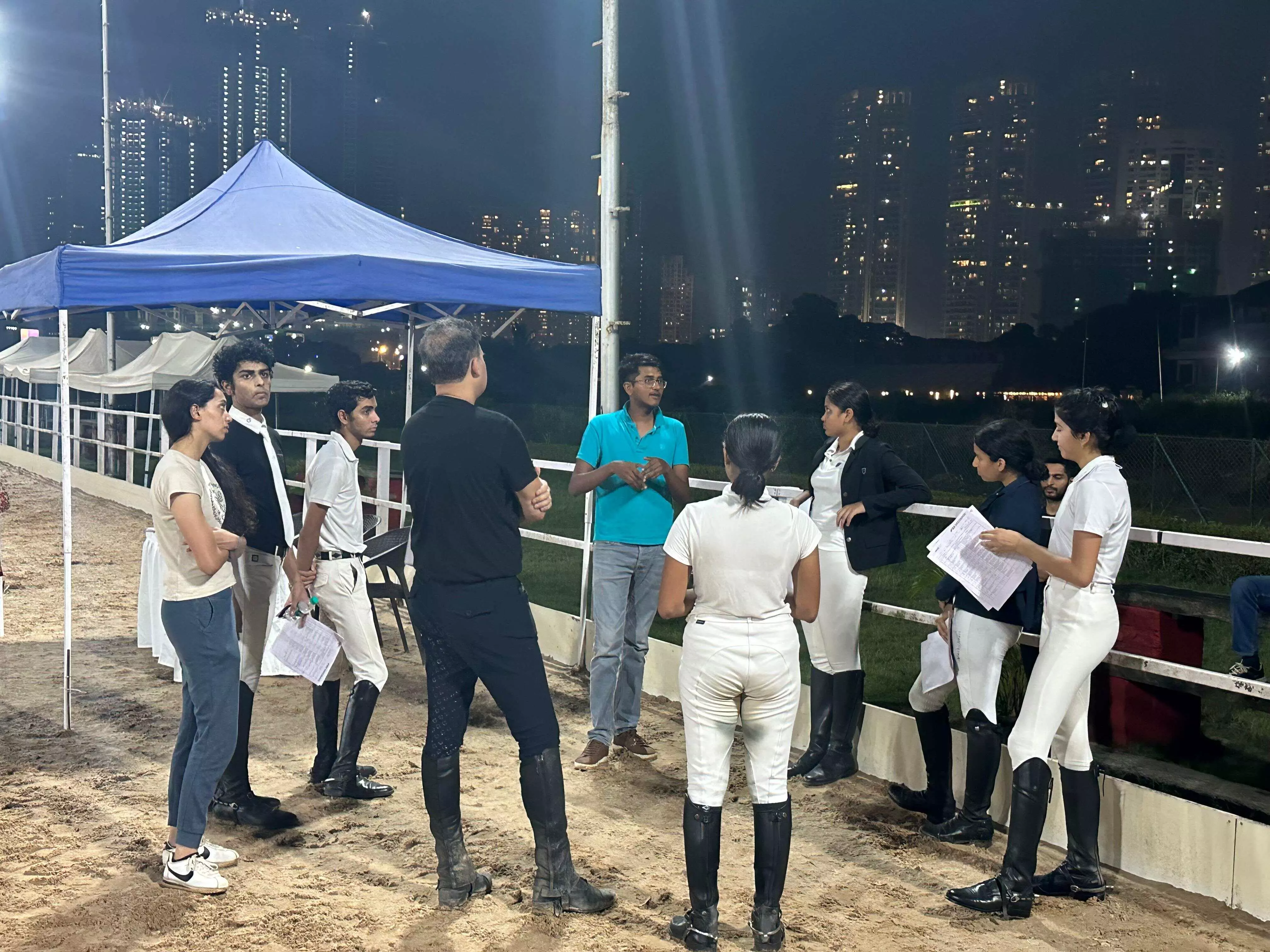 Hriday Chheda (blue) mentoring young riders at the Amateur Riders Club (Photo credit: Special Arrangement) Hriday Chheda (blue) mentoring young riders at the Amateur Riders Club (Photo credit: Special Arrangement)