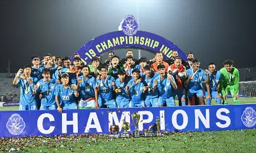 India celebrate after winning the 2025 SAFF Mens U19 Championship