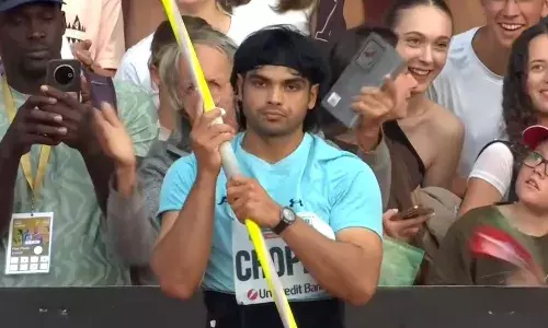 Neeraj Chopra in action at the 2025 Ostrava Golden Spike