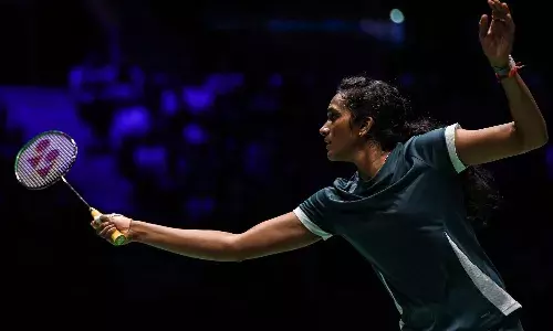 PV Sindhu in action at the 2025 BWF World Cships quarter-finals