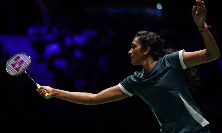 PV Sindhu in action at the 2025 BWF World C