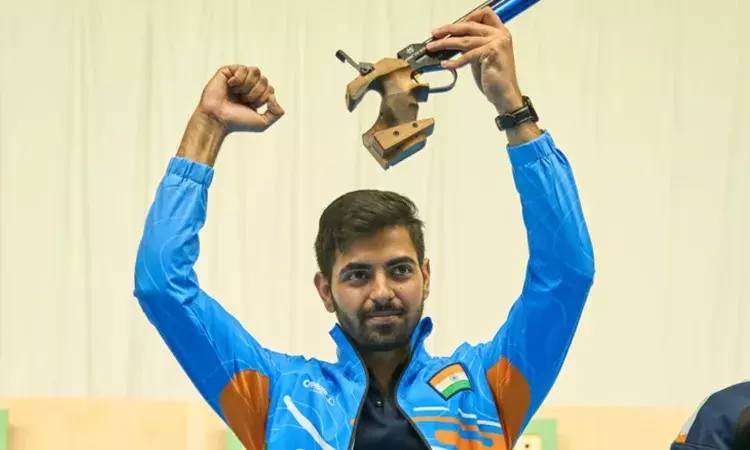 Samrat Rana celebrates after being crowned the men