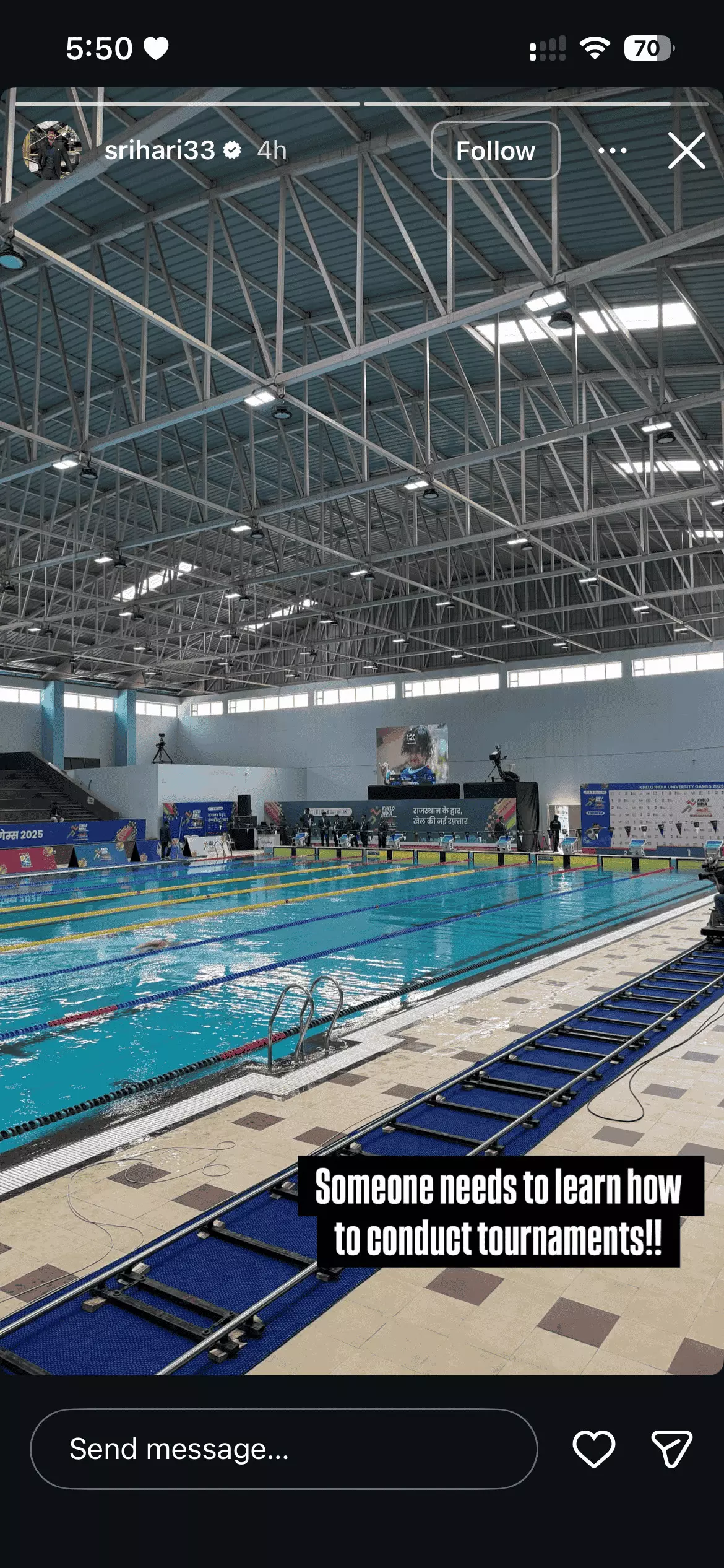 Srihari Natarajs social media post