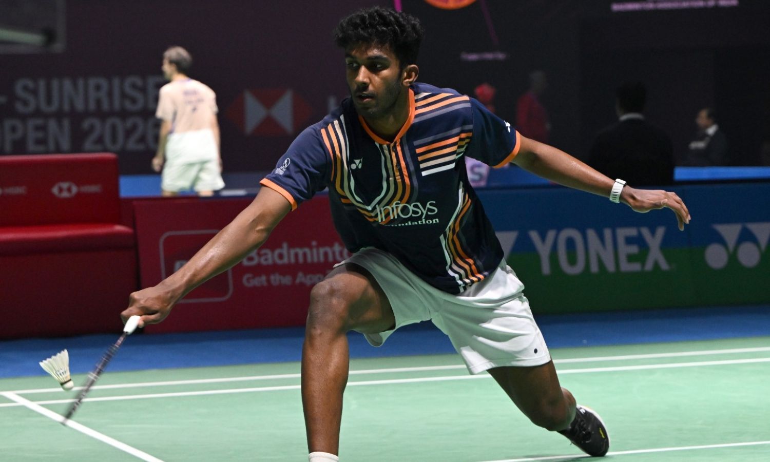 Ayush Shetty lone Indian standing in quarters