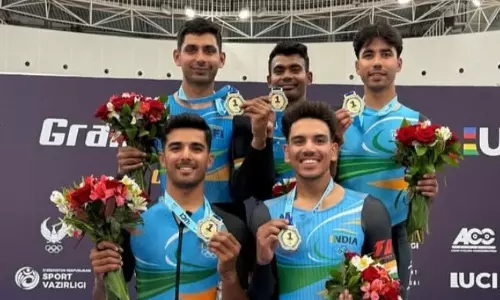 Cycling: India win team pursuit gold at UCI Grand Prix Tashkent Cycling: India win team pursuit gold at UCI Grand Prix Tashkent