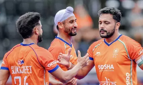 Players of the Indian mens national field hockey team huddle before the start of their Pool D match against Pakistan during the FIH Hockey World Cup 2026