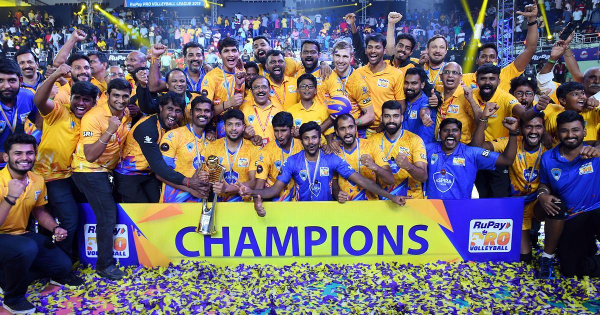 Chennai Spartans after winning the first season of Pro Volleyball League