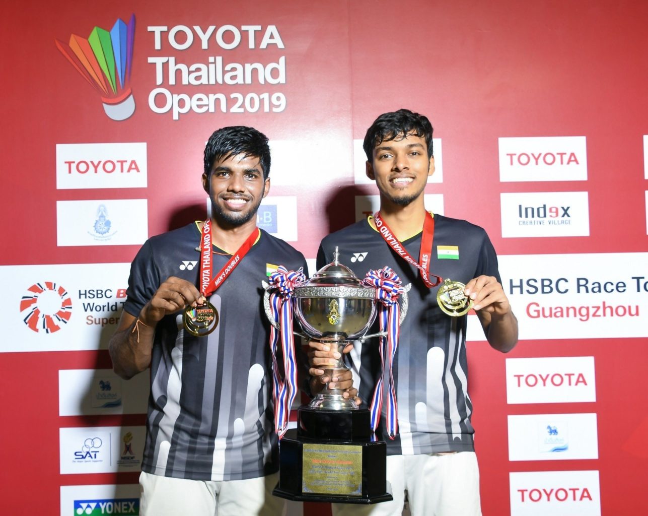 Chirag Shetty and Satwiksairaj Rankireddy after winning the Thailand Open