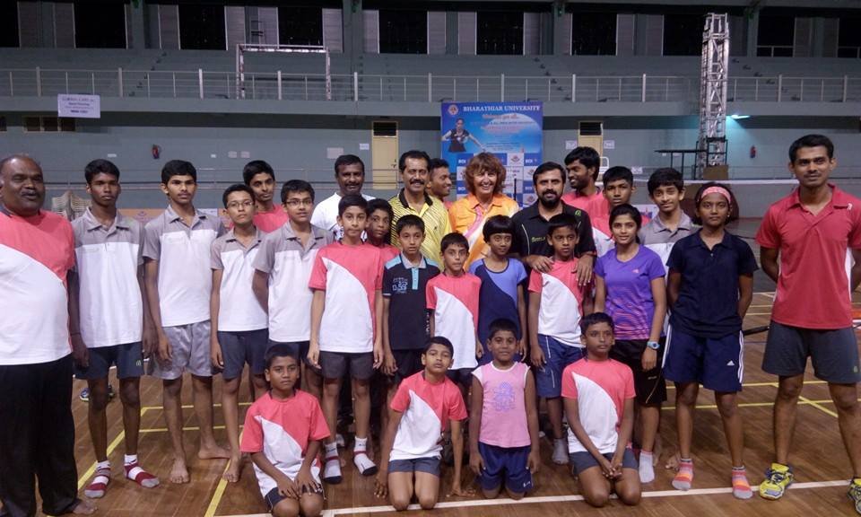 Sudhakar Reddy with junior badminton players
