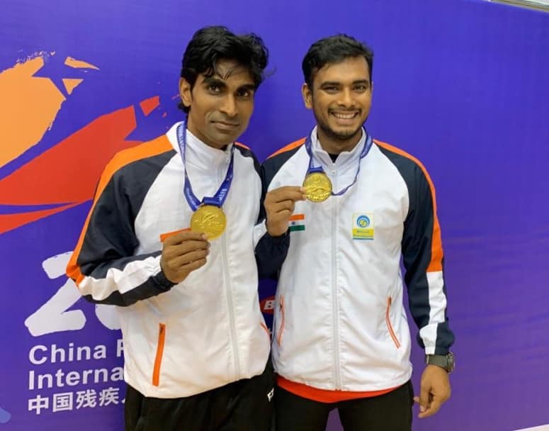 Pramod Bhagat went on to win his second gold medal in the Men's Doubles SL3-SL4 category with long-time partner Manoj Sarkar 