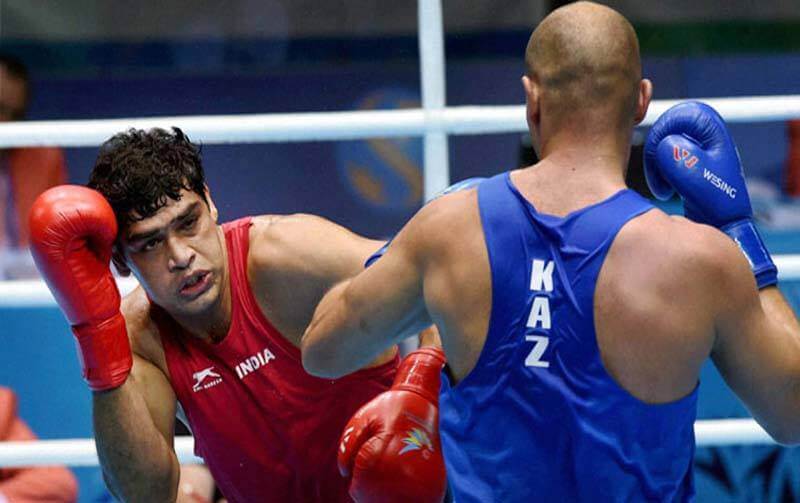 Satish Kumar against Kazakhstan boxer Ivan Dychko.