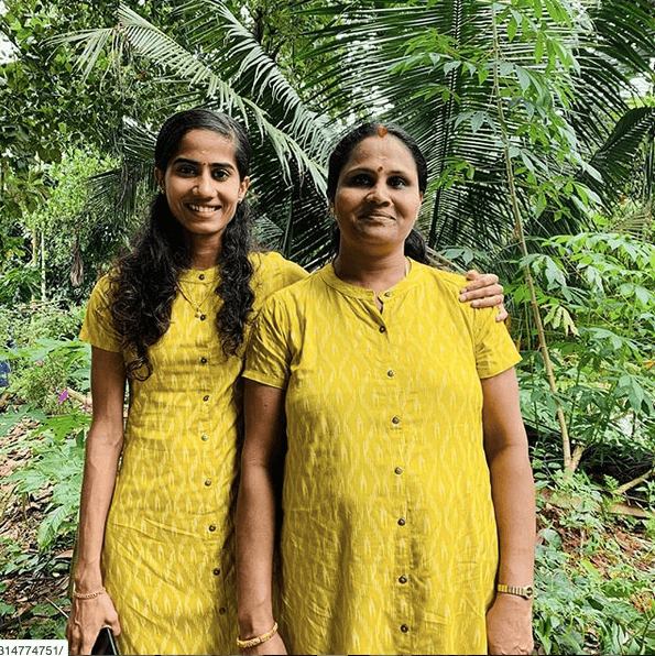 V.K. Vismaya with her mother