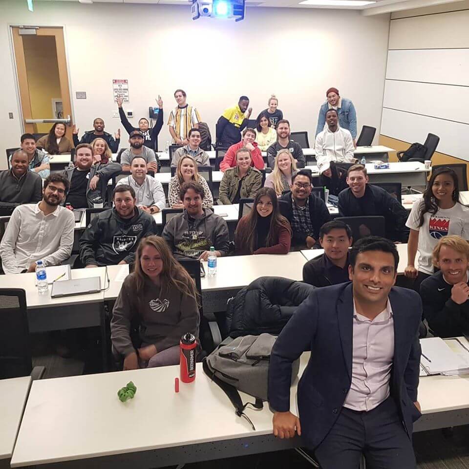 Neel Shah with students at University of San Francisco 