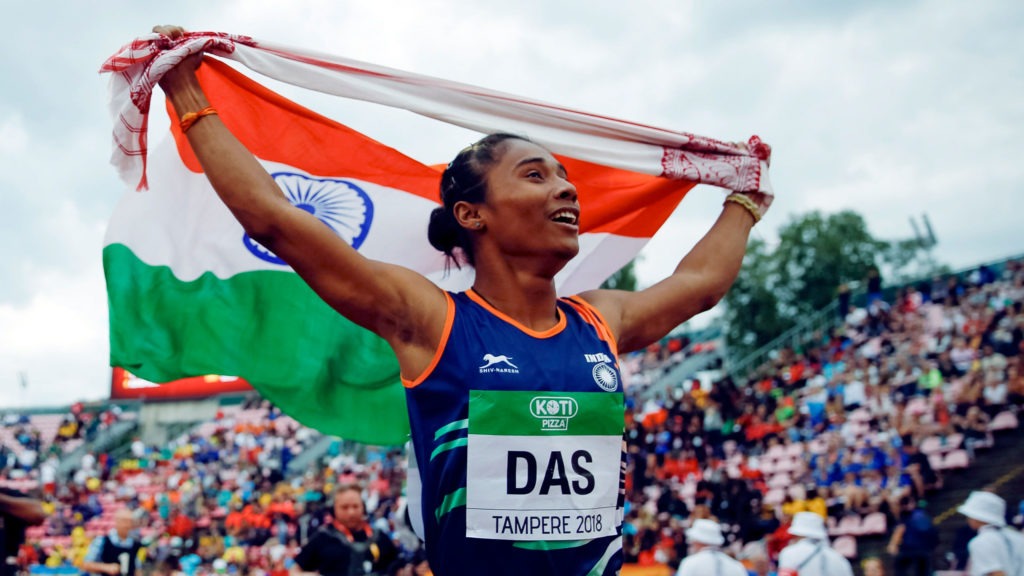  Hima Das scripted history by winning gold in the women’s 400-metre event at the World Under-20 Championships in Tampere, Finland on 12 July 2018 