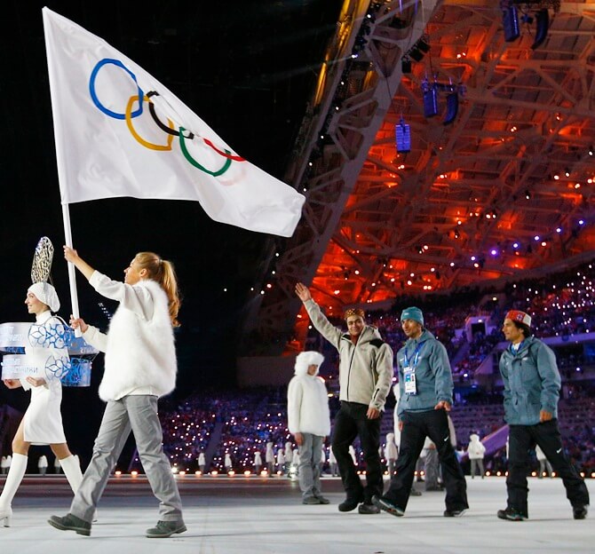 Three Indian athletes competed under the Olympic flag at the 2014 Winter Games 