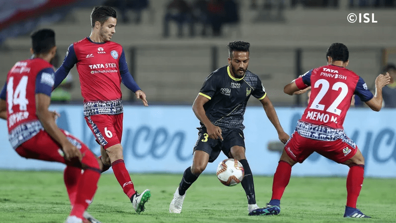 Hyderabad FC and Jamshedpur FC played out a thrilling 1-1 draw. (Image: ISL)