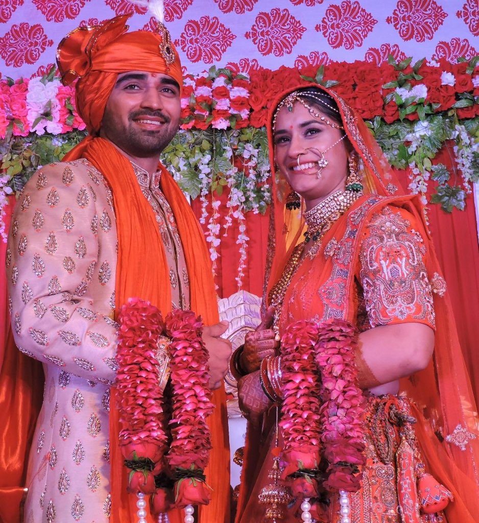 Vinesh Phogat and Somavir Rathee is one 'powerful' sports couple. (Image: NOC India Twitter )