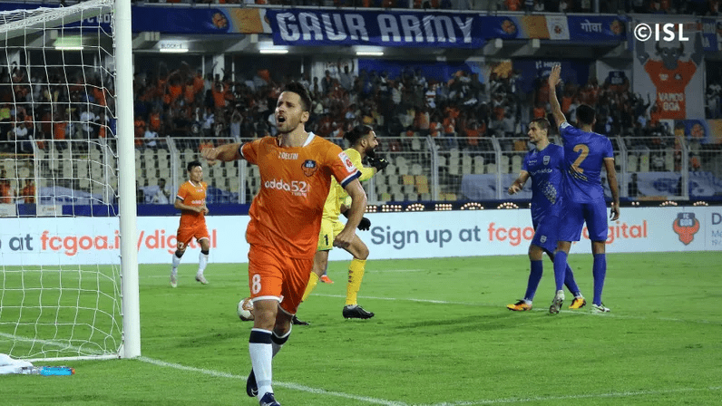 The victory saw Goa remain on course to clinch the top spot in the league while Mumbai remain (Image: ISL)