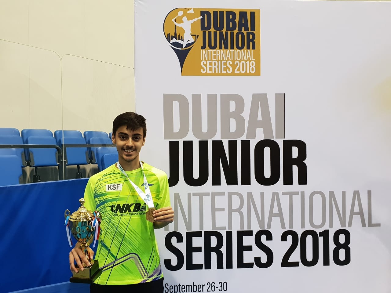 Varun Kapur after winning the gold medal at the Dubai Junior International Series 2018