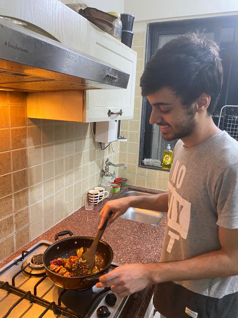 Varun tries his hands on cooking during the lockdown at his home in Pune