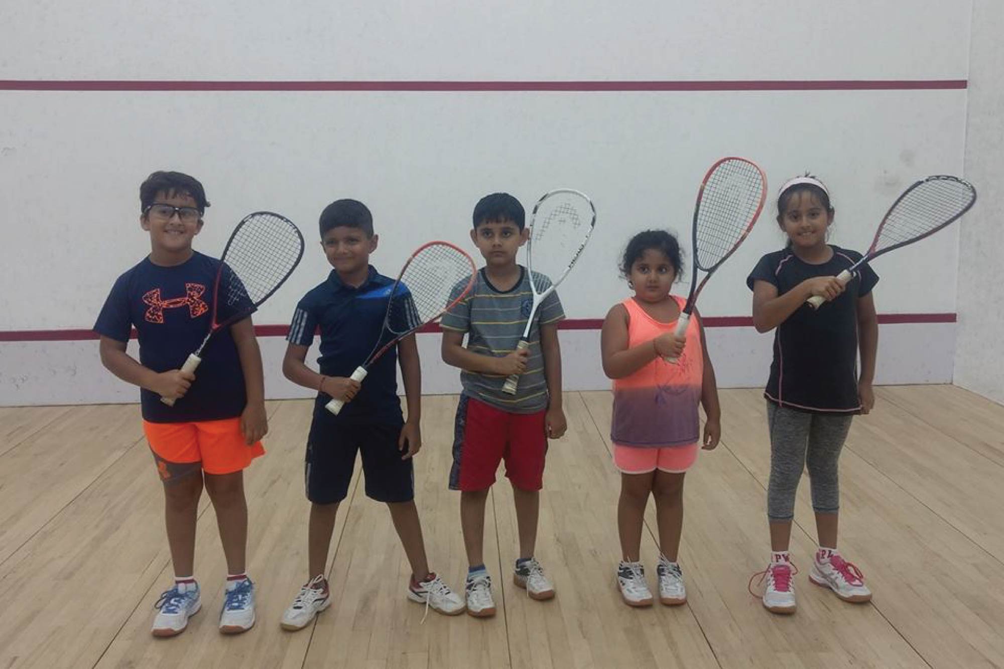 Kids undertaking squash training at Sportsfort