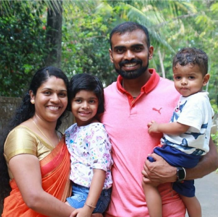 PR Sreejesh with wife and kids
