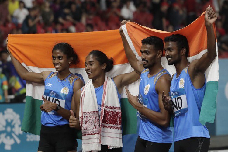 India's 4x400m mixed relay team at Asian Games 2018 (Source: Twitter)