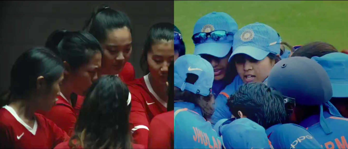 A glimpse from the ad featuring Indian women's cricket team