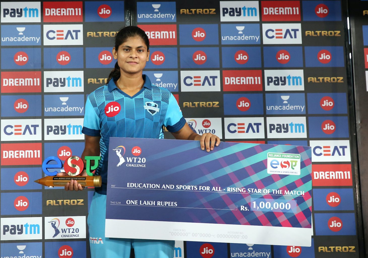 Radha Yadav scripted history as she became the first bowler to take five wickets in Women's T20 Challenge. (Source: IPL/twitter)