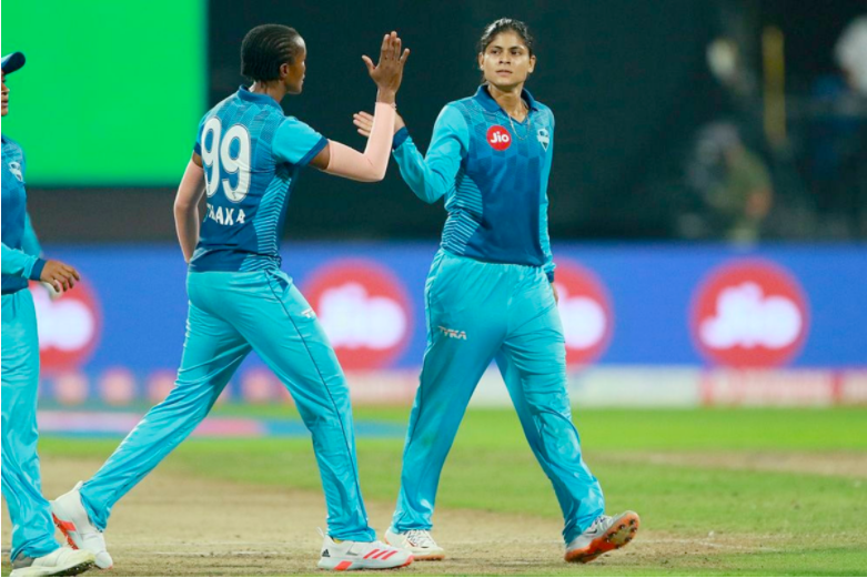 Radha Yadav after picking a wicket (Source: BCCI)