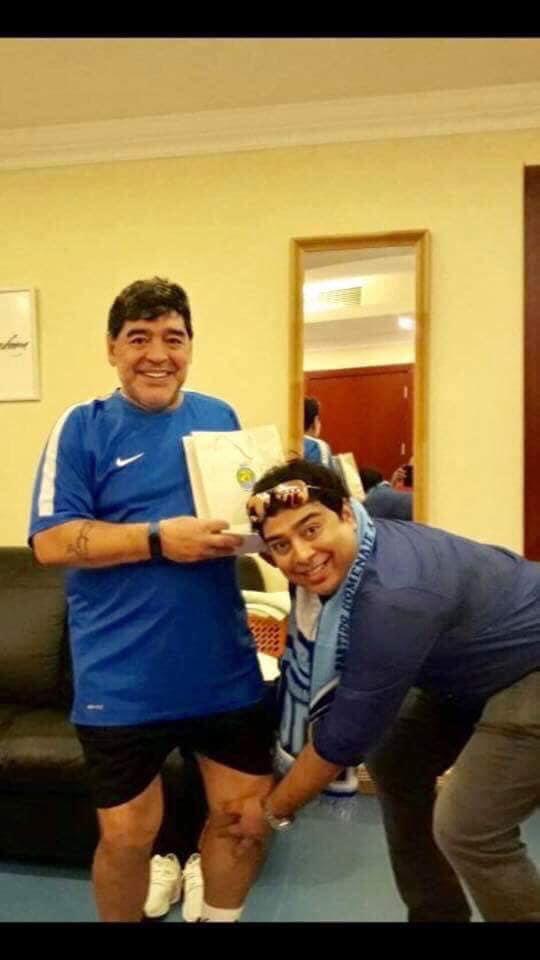 Satadru Dutta with Diego Maradona