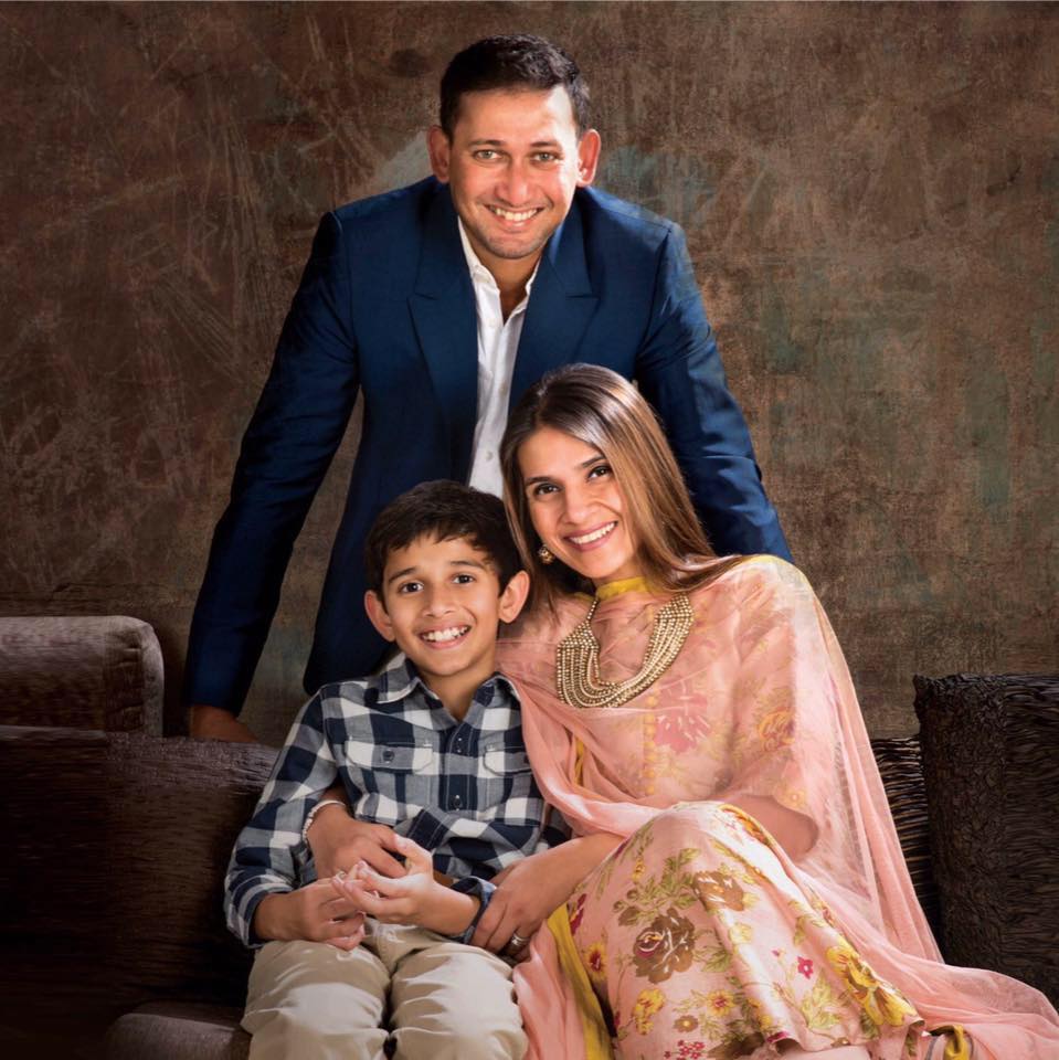 Fatema Agarkar with husband Ajit Agarkar and their son