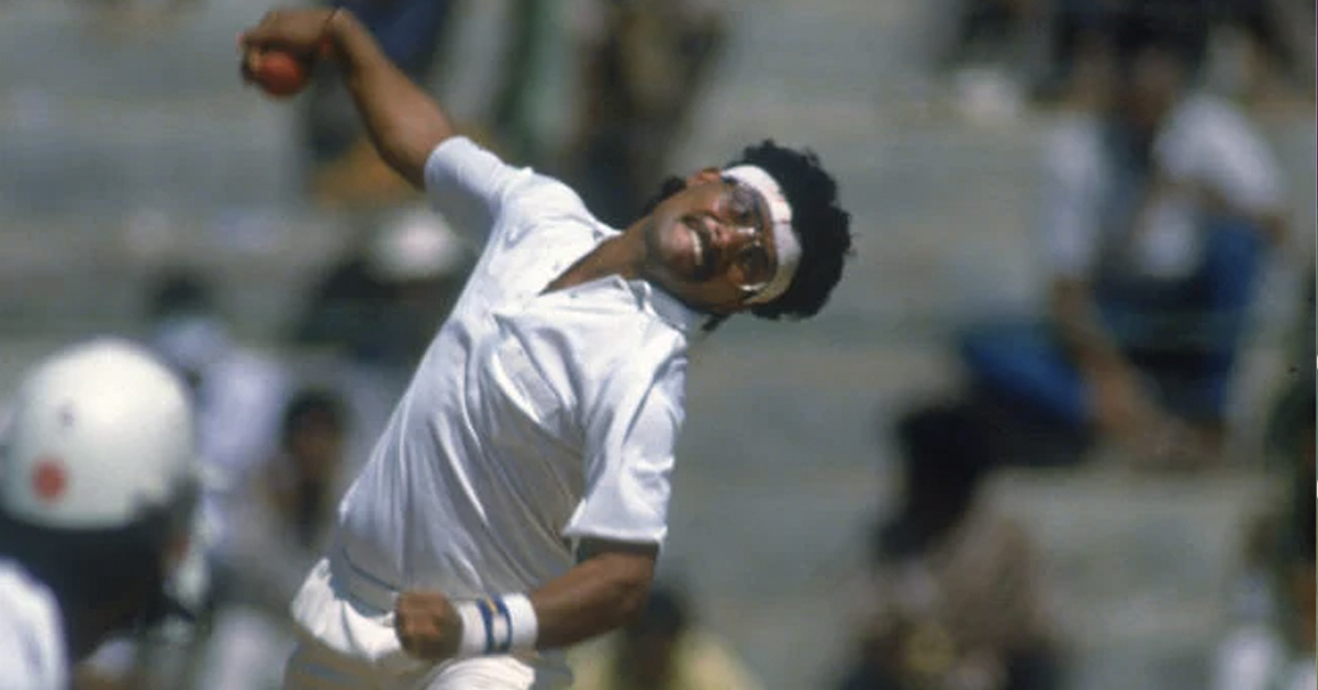Narendra Hirwani at the 1988 Pongal test match at Chepauk