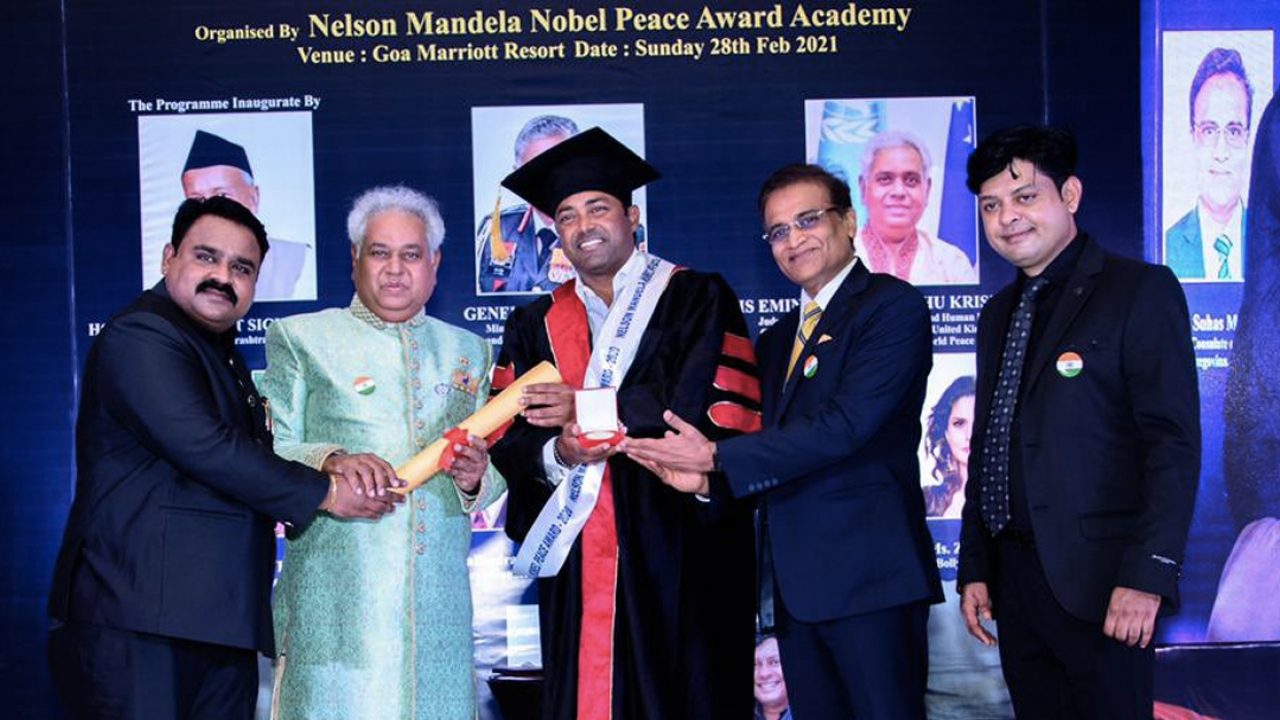 Leander Paes conferred with Nelson Mandela Nobel Peace Award Doctorate